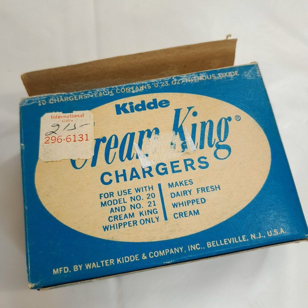Kidde Cream King Chargers box 10 for Model 20‎ & 21 Whipper whipped Vintage READ